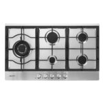 90cm Gas Cooktop 5 Burner Stainless Steel Stove LPG/NG Convertible Silver