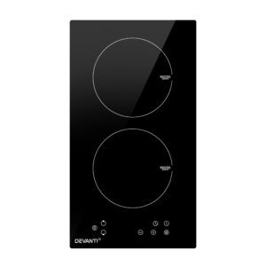 Induction Cooktop 30cm Electric Ceramic 2 Zone 3500W Touch Control Timer Safety