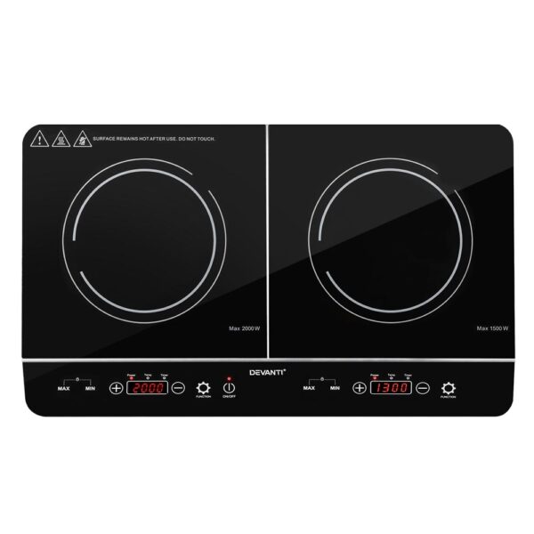 60cm Induction Cooktop Portable 2 Zone Touch Control 10 Level 3500W Ceramic