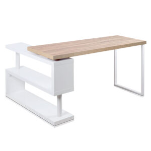 Computer Desk with Rotatable Shelf Melamine Finish 140cm Oak White Study Table