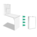 Wall Mounted Computer Desk Foldable Bookshelf Adjustable White Home Office Study