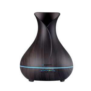 Aroma Diffuser 400ml Ultrasonic Humidifier LED Light Remote Control Dark Wood