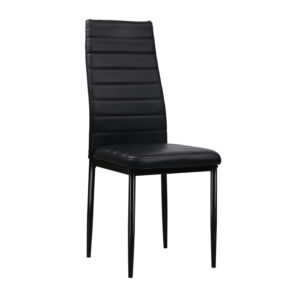 4 Astra Dining Chairs Black PVC Leather Waterproof Metal Legs Easy Assembly