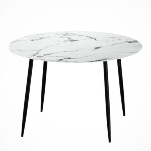 Round Marble Effect Dining Table 110CM Industrial  90KG Capacity