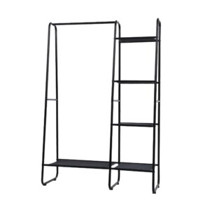 Metal Clothes Rack 150cm Anti Slip Bar 5 Shelves Storage Organizer Black