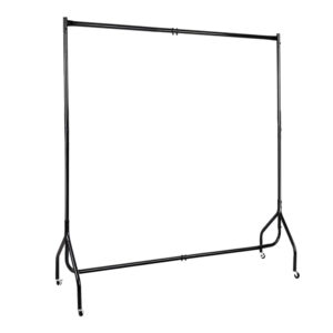 Metal Clothes Rack 6FT Garment Display Rail 60kg Capacity with Wheels Black