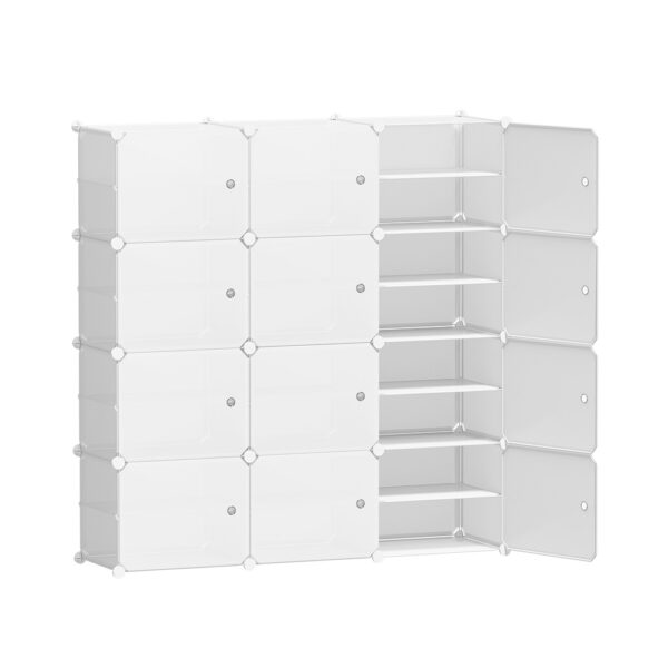 Shoe Storage Organizer White 12 Cube PP Plastic Ventilated Multi Configurable