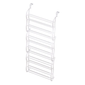 12 Tier Shoe Rack Wall Mounted Storage 24 Pairs Metal Plastic White Organizer