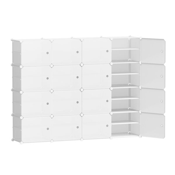 Shoe Storage Organizer White 16 Cube PP Plastic Ventilated Multi Configurable