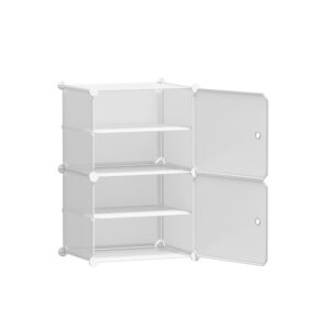 Shoe Storage Organizer White PP Plastic 2 Cube Ventilated Multi Configurable