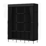 Portable Wardrobe Closet Organizer Large Capacity with Shelves Black 124x42x173cm