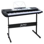 61 Key Keyboard Electric Piano LED Display 255 Rhythms Music Stand Silver