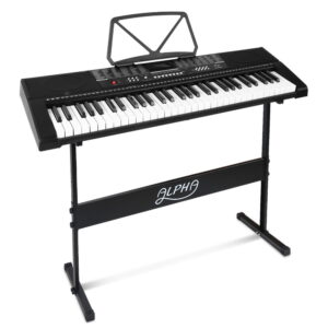 61 Key Keyboard Electric Piano with Stand LED Display USB Port 255 Rhythms