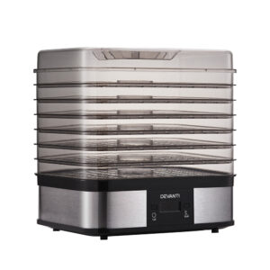 Food Dehydrator 7 Trays Stainless Steel 245W 40 70C 48H Timer Silver