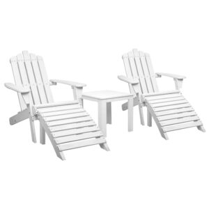 Adirondack Chair Set Wooden Outdoor Sun Lounge with Table UV Resistant White