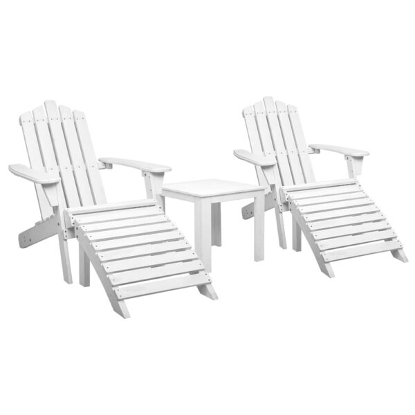 Adirondack Chair Set Wooden Outdoor Sun Lounge with Table UV Resistant White