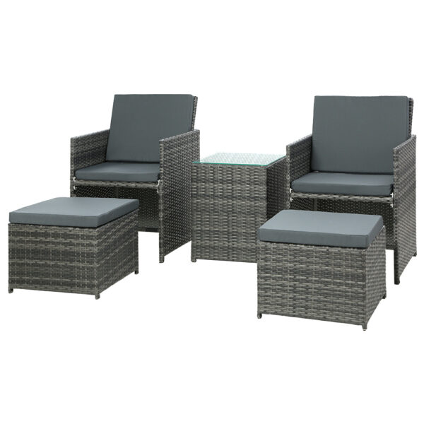 Wicker Recliner Lounge Set 5PC Outdoor Patio Sofa UV Resistant Aluminium Frame