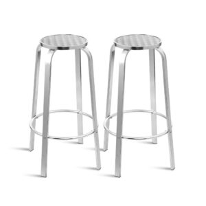 Aluminum Outdoor Bar Stools Set of 2 UV Resistant 150kg Capacity Indoor Patio