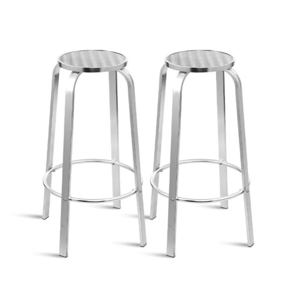 Aluminum Outdoor Bar Stools Set of 2 UV Resistant 150kg Capacity Indoor Patio