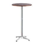 Outdoor Bar Table Adjustable Wooden Cafe Furniture Round Aluminium 60cm Top