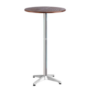 Outdoor Bar Table Adjustable Wooden Cafe Furniture Round Aluminium 60cm Top