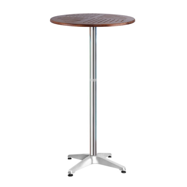 Outdoor Bar Table Adjustable Wooden Cafe Furniture Round Aluminium 60cm Top