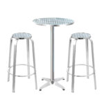 3PC Outdoor Bistro Set Adjustable Bar Table Stools Aluminium Cafe Round 70 110cm