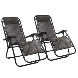 Zero Gravity Recliner Chairs Set of 2 Folding Adjustable 150kg Capacity Grey