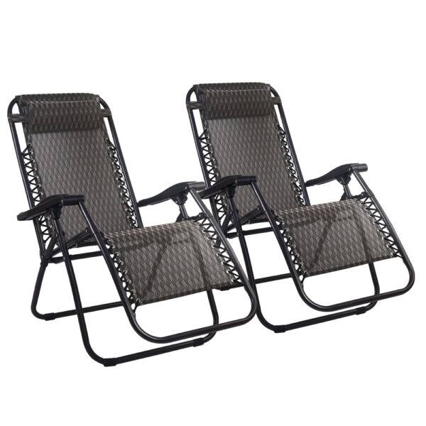 Zero Gravity Recliner Chairs Set of 2 Folding Adjustable 150kg Capacity Grey