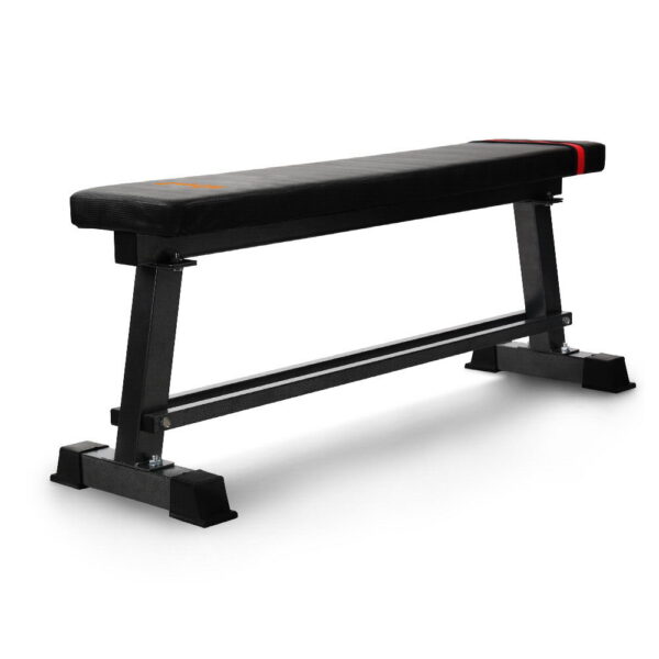 Flat Weight Bench Home Gym Fitness Station 300kg Capacity Steel Frame Black 103cm