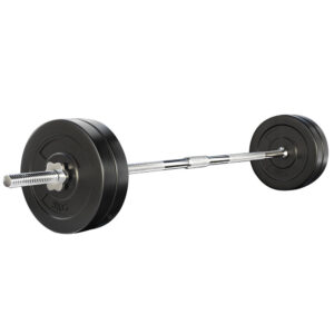 Barbell Set 28KG Rubber Plates 168cm Steel Bar Home Gym Fitness Muscle Workout