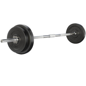 Barbell Set 38KG Rubber Plates Chrome Bar Home Gym Fitness 168cm 150kg Capacity