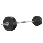 Barbell Set 48KG Rubber Plates Chrome Bar Home Gym Full Body Workout 168cm