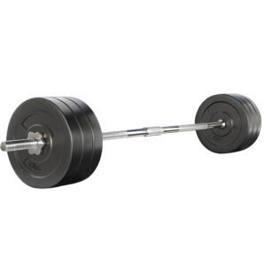 Barbell Set 68KG Rubber Plates Chrome Bar Home Gym Fitness 168cm 150kg Capacity