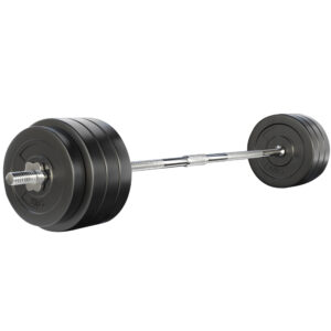 Barbell Set 78KG Rubber Plates Chrome Bar Home Gym Fitness 168cm 150kg Capacity