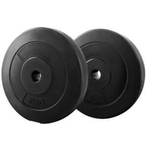 Weight Plates 2pcs 10KG Rubber Coated Cast Cement Standard 31mm Home Gym Exercise