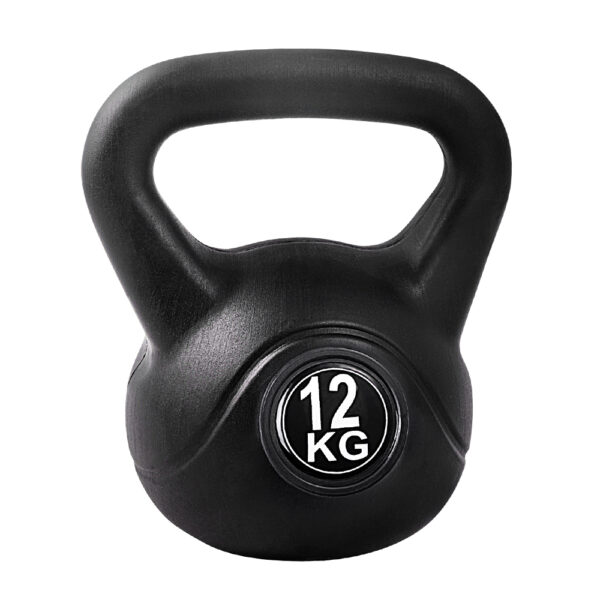 12KG Kettlebell Set Home Gym Fitness Exercise Weight Loss Strength Training Black