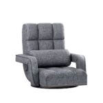 Floor Sofa Bed Lounge Adjustable Recliner Chaise Swivel Grey Linen 150KG Capacity