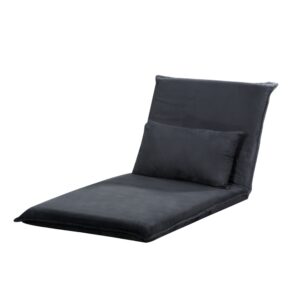 Floor Sofa Bed Adjustable Lounge Recliner Chair Foldable Microfibre Charcoal