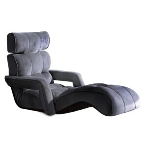 Adjustable Lounge Chair Bed Linen Fabric Recliner Armrest Charcoal 195x57cm