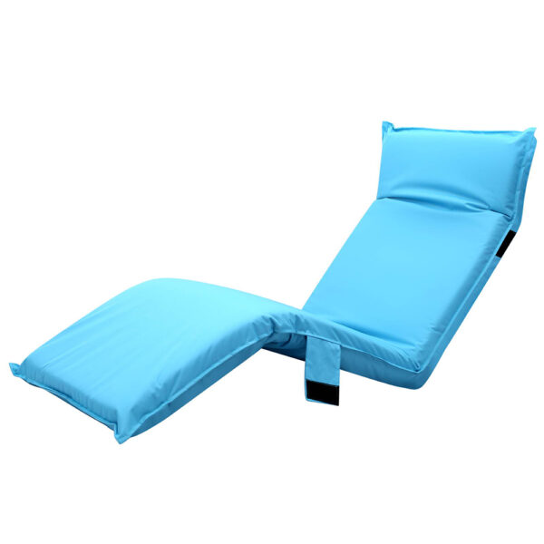 Adjustable Sun Lounger Sofa Bed Outdoor Indoor Foam Padded Blue 176x56cm