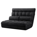 2 Seater Lounge Sofa Bed Adjustable Suede Charcoal Folding Floor Couch