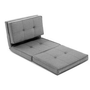 Adjustable Lounge Sofa Bed 5 Angles Foldable Linen Recliner Grey Couch 180cm