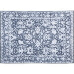 Soft Velvet Area Rug 160x230cm Vintage Short Pile Large Carpet Non Slip Blue