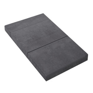 Foldable Double Mattress Foam Bed Mat Sofa Grey Washable Cover Medium Firmness