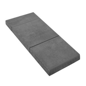 Foldable Foam Mattress Single Sofa Bed Portable Grey 180x70cm Washable Cover