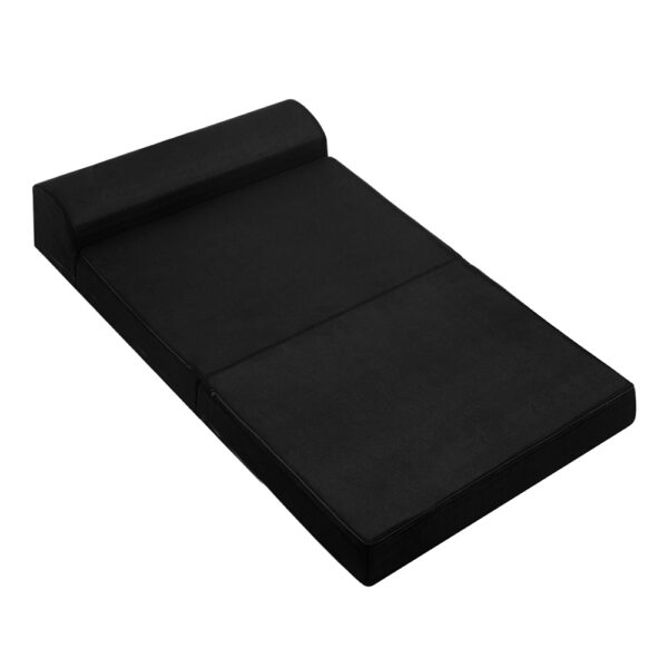 Foldable Double Foam Mattress Sofa Bed High Density Fabric Black 180x122cm