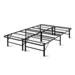 Foldable Double Bed Frame Metal 300kg Capacity Extra Storage Black 188x137cm