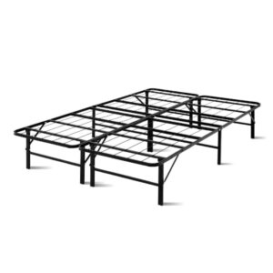 Foldable Double Bed Frame Metal 300kg Capacity Extra Storage Black 188x137cm