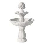 Solar Water Fountain 3 Tier Polyresin Ivory 93cm with Solar Panel Pump